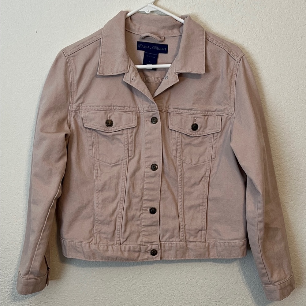Casual Designs 100% Cotton Jean Jacket Cream - Size Small
